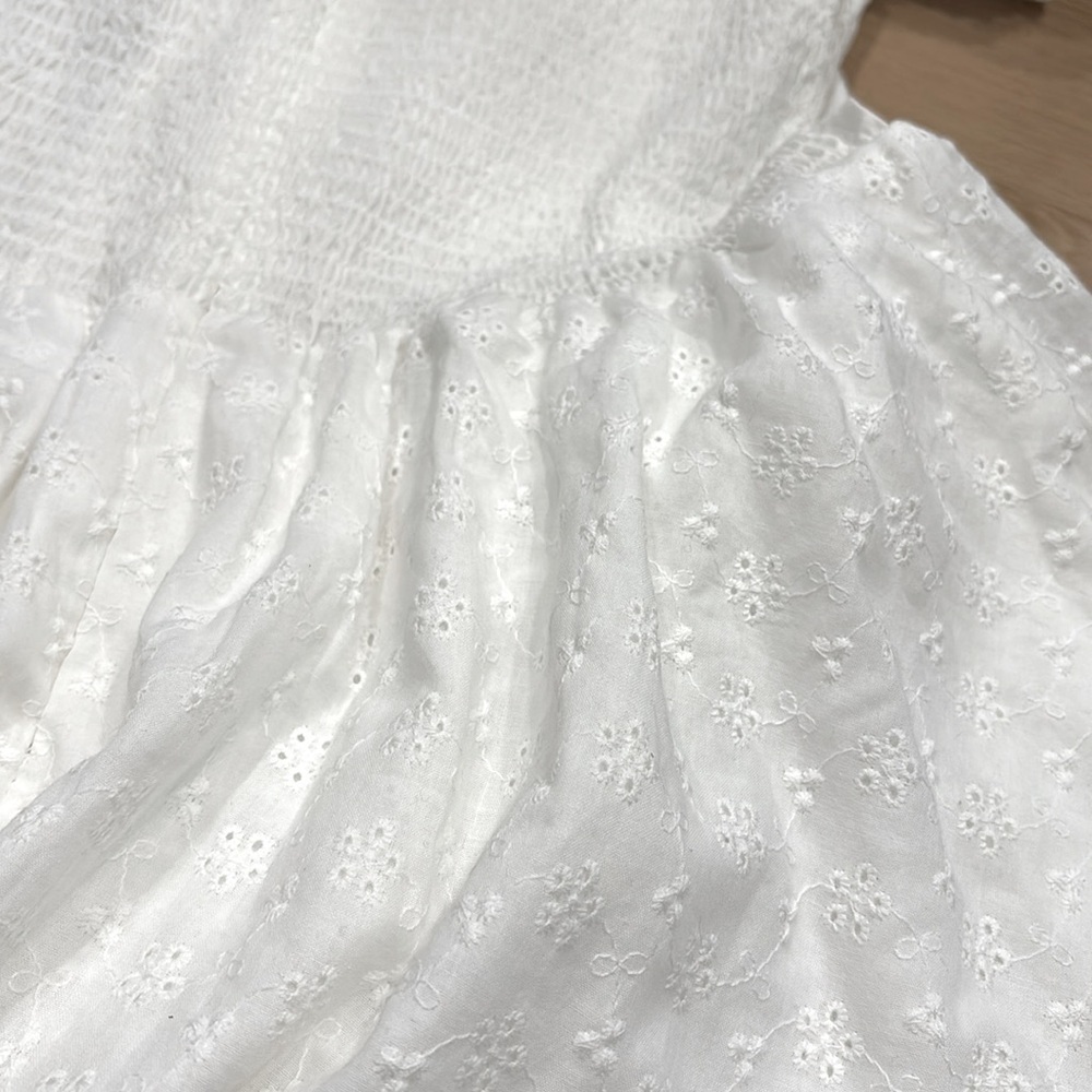 FLETTA (S) Milkmaid Dress Puff Sleeves Eyelet Korean Designer Layered Peasant - Picture 15 of 16